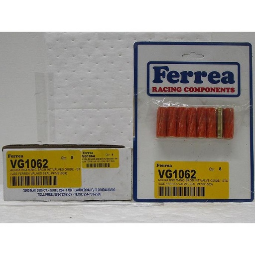 [VG1062FER] Cylinder Head Intake Valve Guide Compatible With : 2004-2008 Acura TSX L4, 2.4L / 2354 CID DOHC 16 Valves, Engine Code : K24A2